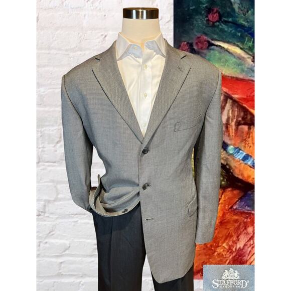 Stafford Other - Stafford Signature 48L Silk Wool Houndstooth Soft Blazer Sport Suit Jacket